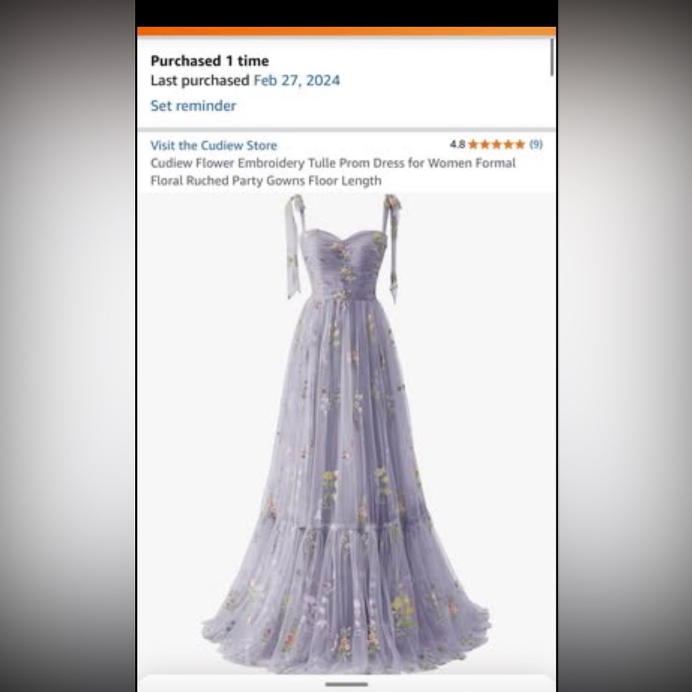 Purple floral tulle bridesmaid dress